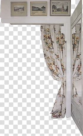 watchers , white and multicolored floral curtains transparent background PNG clipart