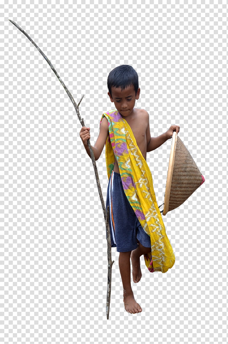 Farmers, boy wearing blue shorts holding brown stick transparent background PNG clipart