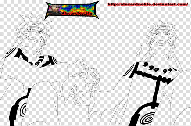 Naurto And Shadow Clone Kyuubi Chakra Mode Lineart transparent background PNG clipart