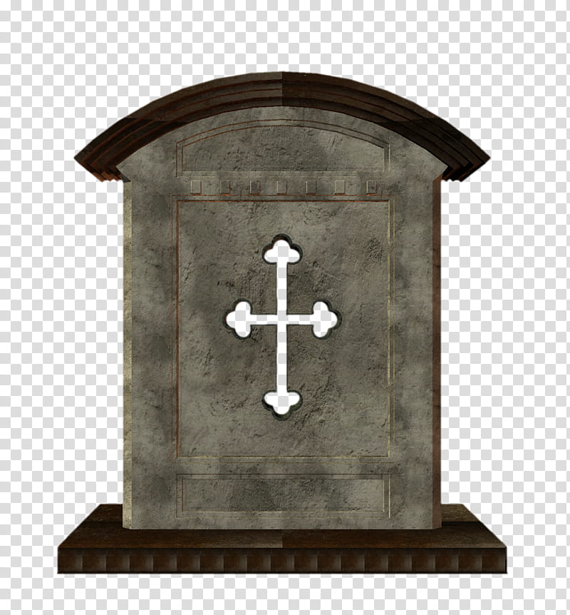 D Head Stones, gray concrete cross illustration transparent background PNG clipart