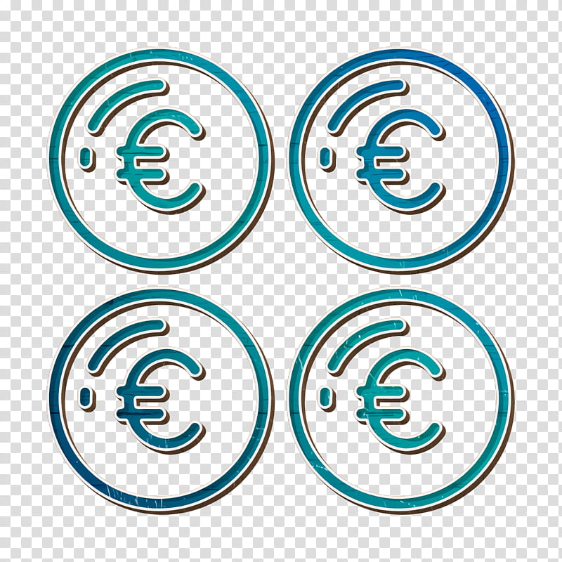 Money Funding icon Euro icon, Aqua, Turquoise, Text, Line, Circle, Symbol transparent background PNG clipart