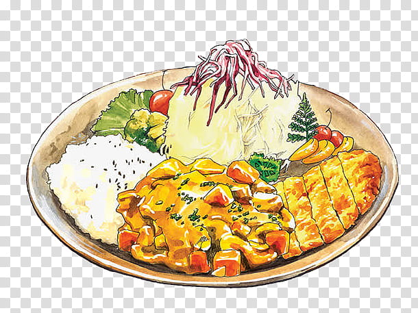 Junk Food, Japanese Cuisine, Ham, Drawing, Egg, Recipe, Dish, Cutlet transparent background PNG clipart