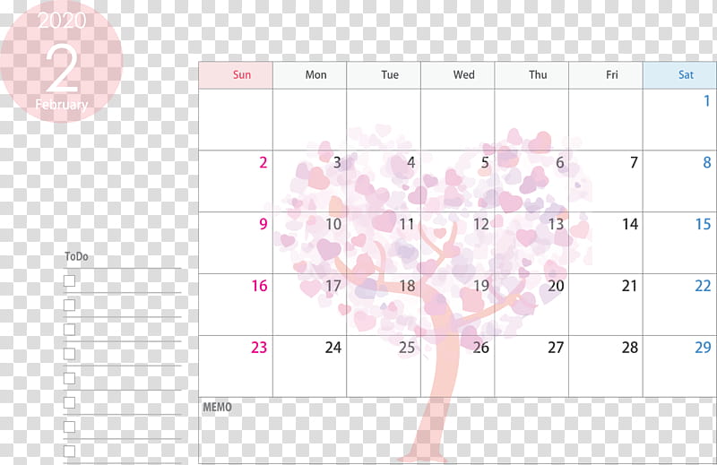 February 2020 Calendar February 2020 Printable Calendar 2020 Calendar, Pink, Text, Line, Heart, Diagram transparent background PNG clipart