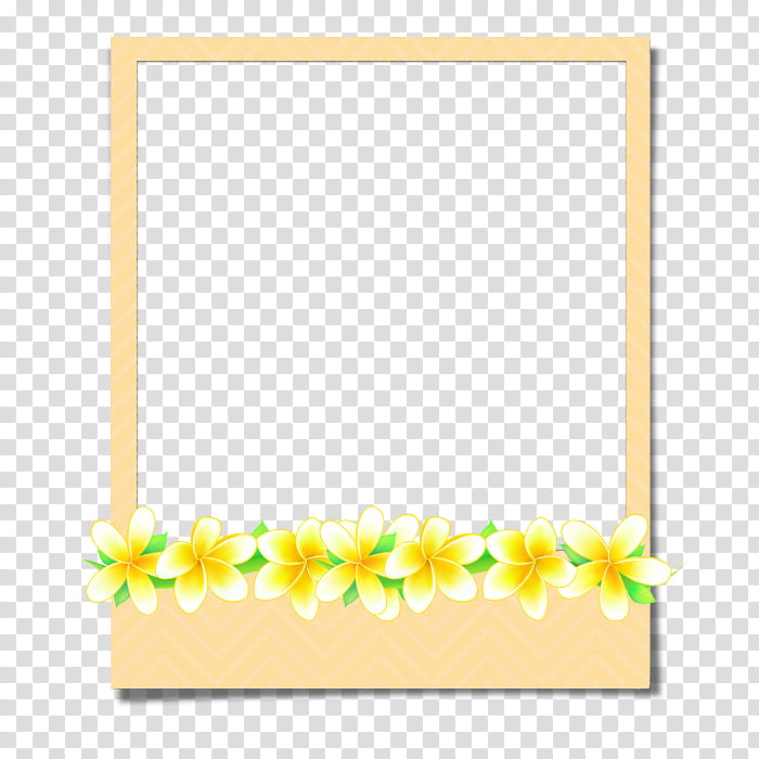 Decorative Polaroid Frame, yellow and white floral frame animated transparent background PNG clipart