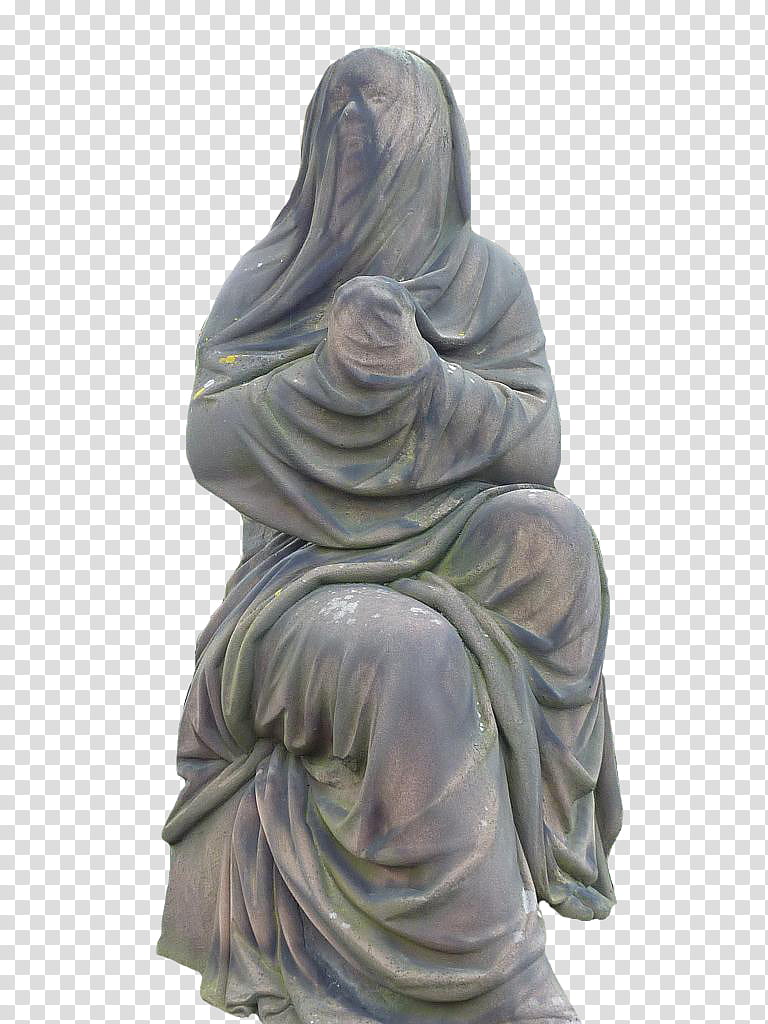 Veiled Woman Statue, gray stone human statue transparent background PNG clipart