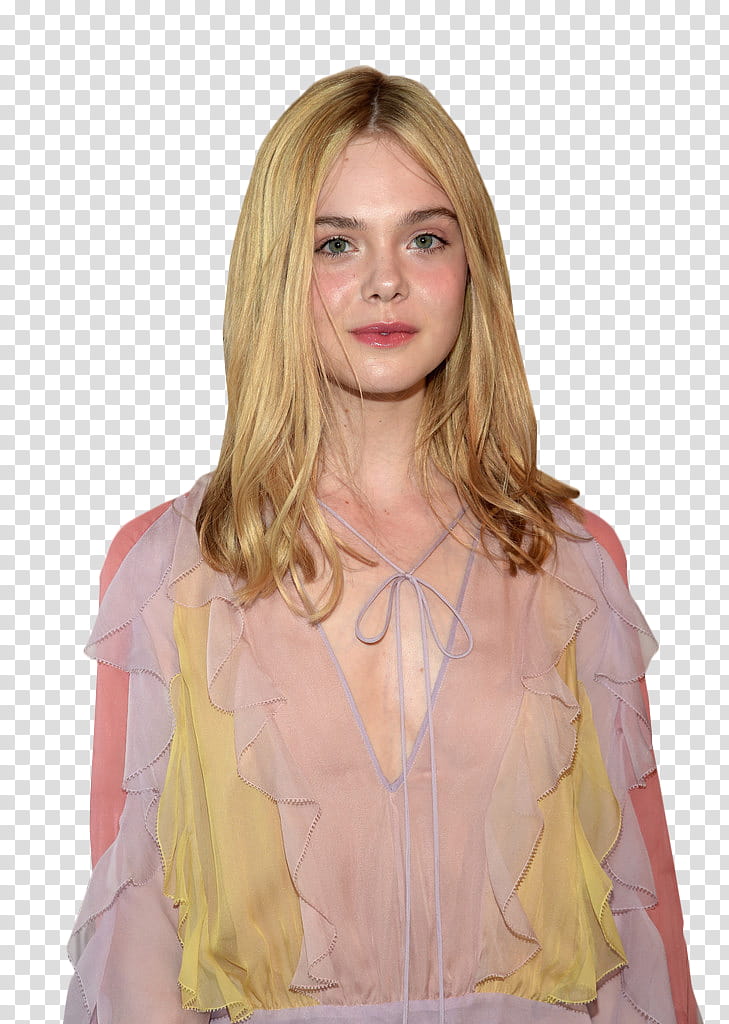 Elle Fanning , woman wearing pink long-sleeved dress transparent background PNG clipart