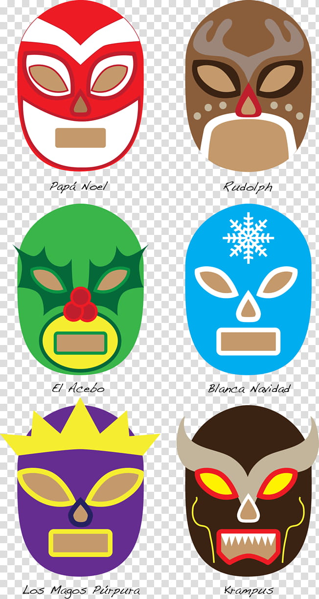 Lucha Libre Navidad, assorted-color mexican mask lot transparent background PNG clipart