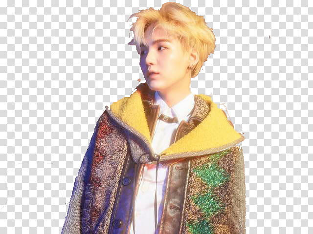 Min Yoongi, man wearing multicolored coat transparent background PNG clipart