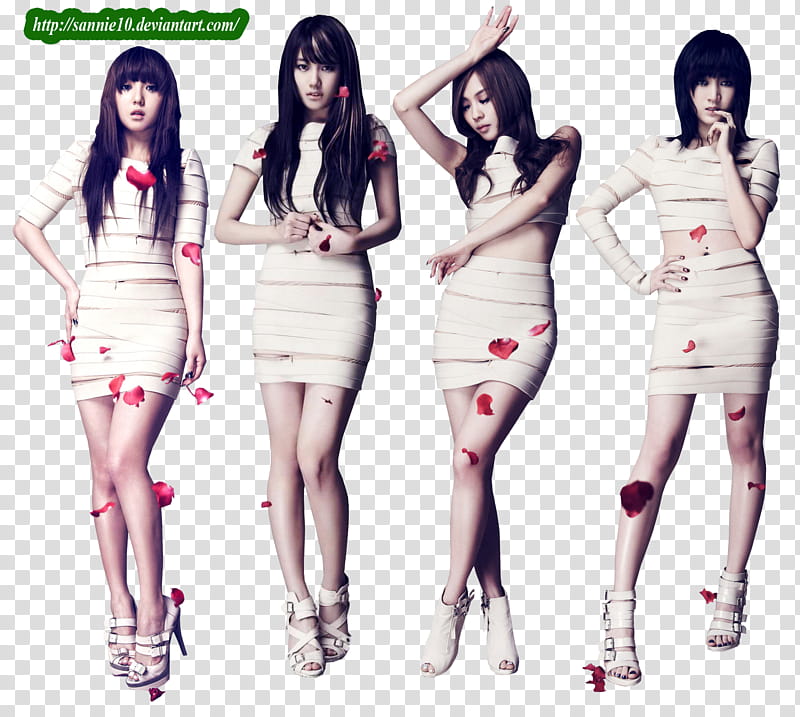 MissA Touch, four women wearing white mini dresses transparent background PNG clipart