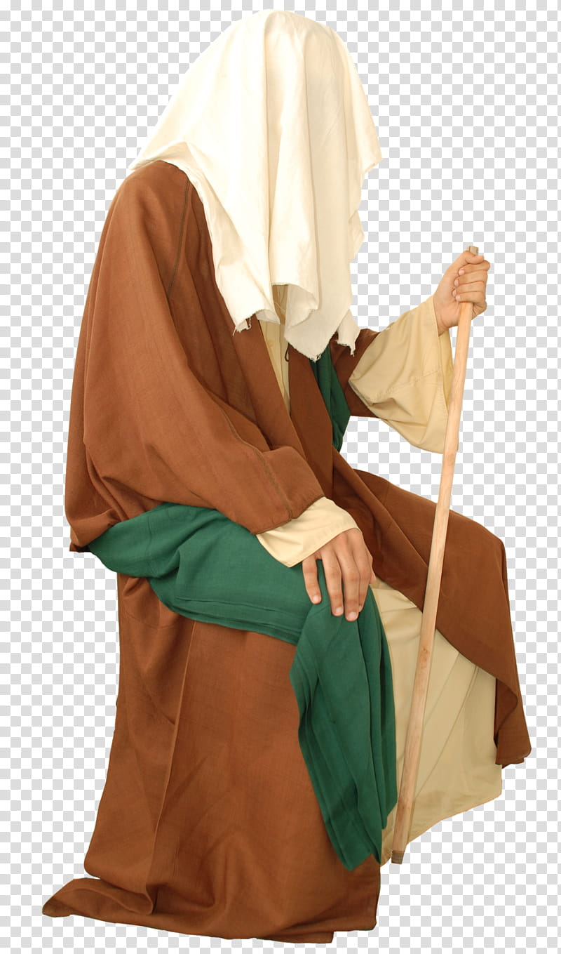 Arab old style clothes , person holding brown wooden stick