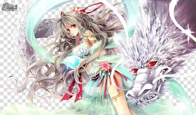 a beautiful anime full-body picture of a female dragon warrior