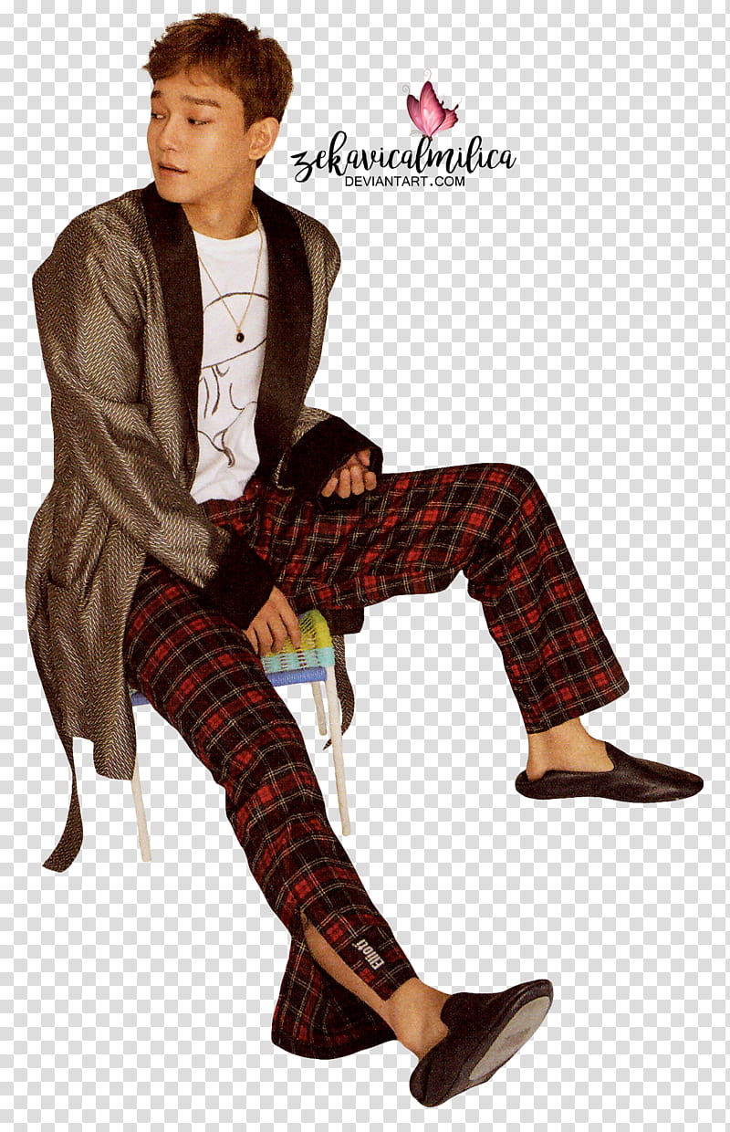 EXO Chen  Season Greetings, man sitting on chair transparent background PNG clipart