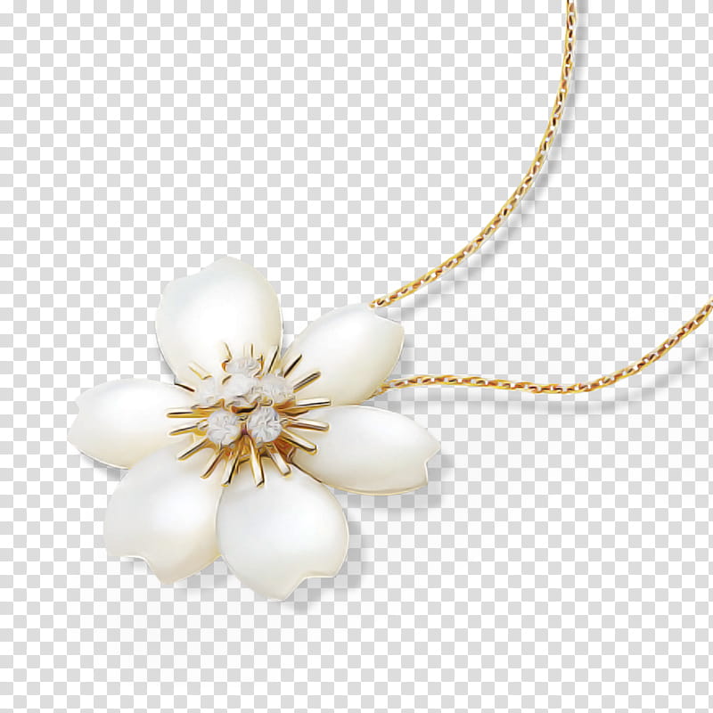 jewellery necklace pendant pearl petal, Flower, Plant, Chain, Blossom, Magnolia, Magnolia Family, Body Jewelry transparent background PNG clipart