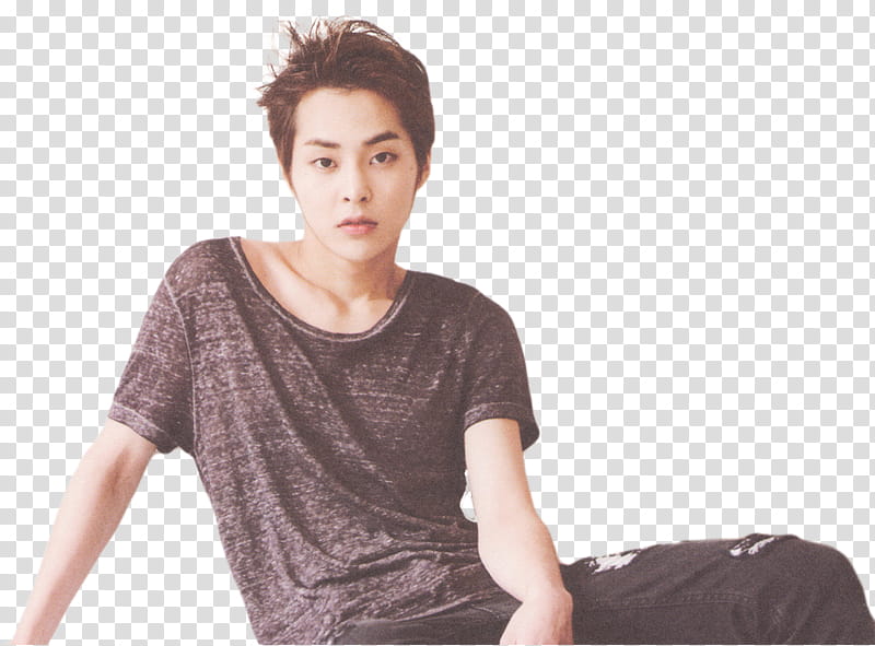 EXO For Die Jungs book, man wearing black scoop-neck t-shirt transparent background PNG clipart