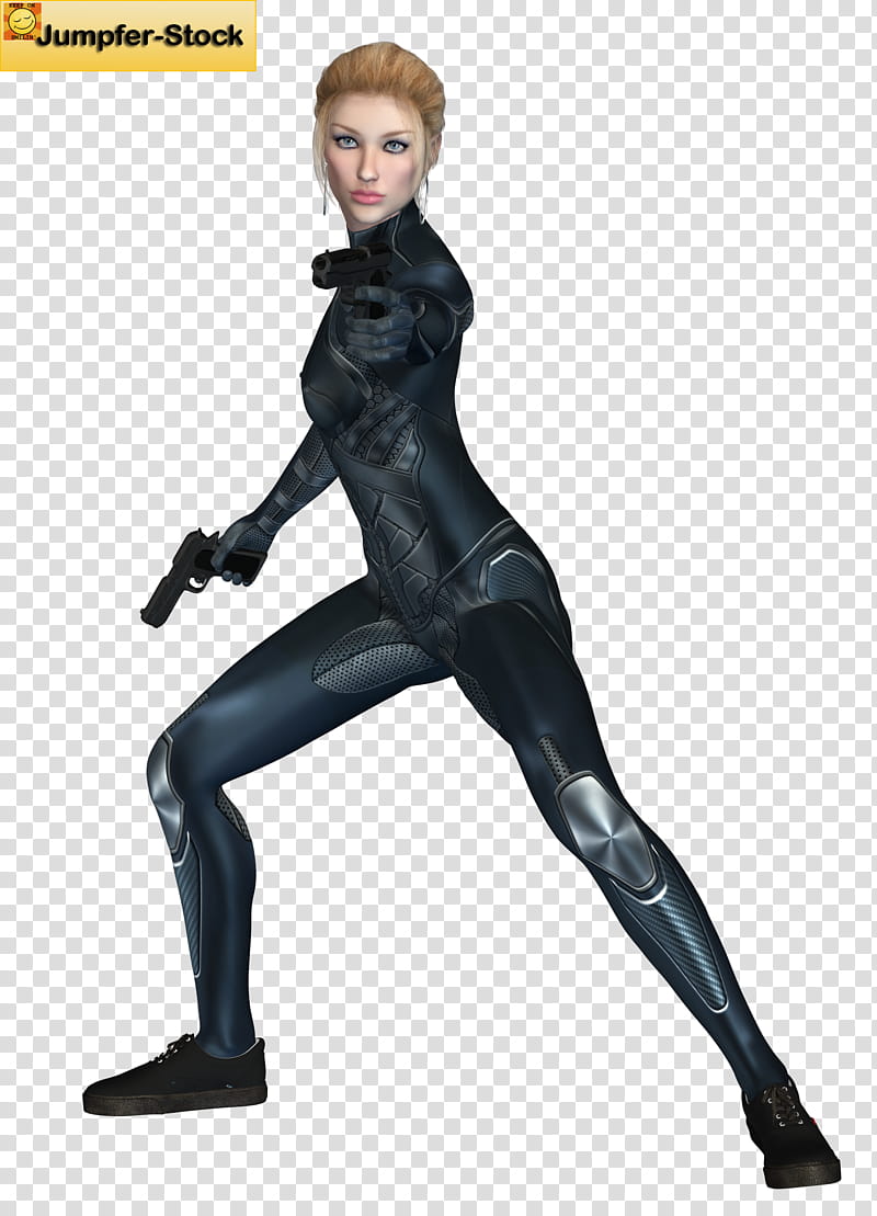 PVC Gun Girl Poses , women's black leather zip-up jacket transparent background PNG clipart