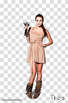 Miley Cyrus of  s, woman wearing brown dress and pair of boots transparent background PNG clipart