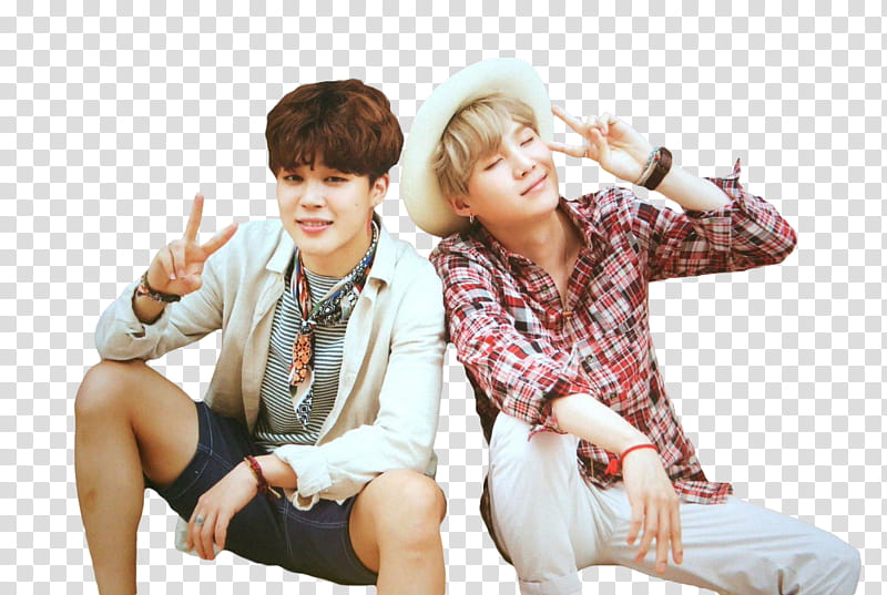 Yoonmin BTS, two men wearing formal attires posing for transparent background PNG clipart