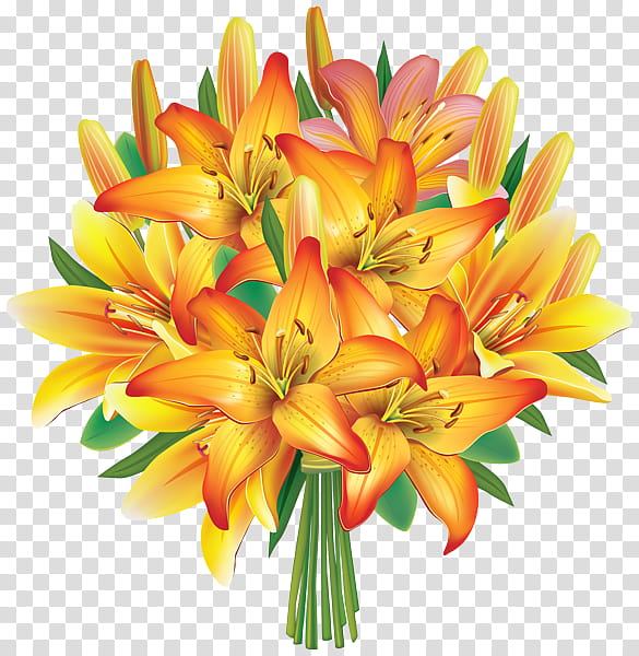 Artificial flower, Orange, Cut Flowers, Plant, Yellow, Flowering Plant, Petal, Lily transparent background PNG clipart