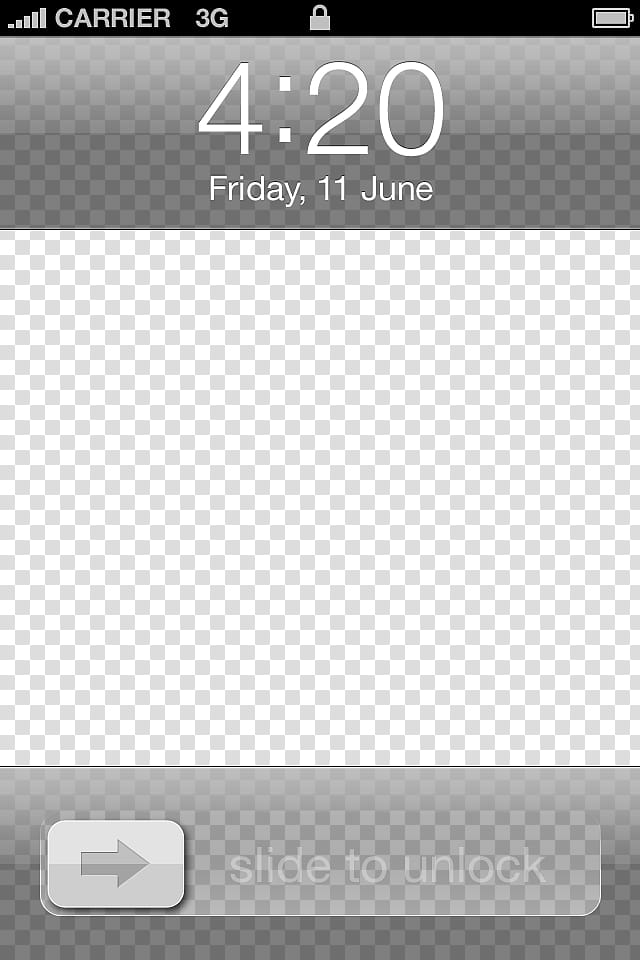 Create an iPhone  , iOs lock screen displaying : transparent background PNG clipart