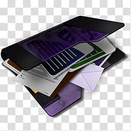 Purple My Documents Icon, (T) PURPLE 'My Documents'  x , papers in black and purple laptop computer transparent background PNG clipart