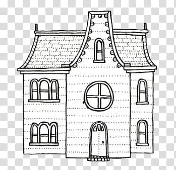 Doodles and Drawing , white -storey house graphic transparent background PNG clipart