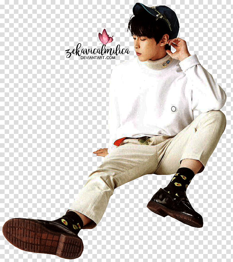 NCT Doyoung  Season Greetings, man sitting on floor transparent background PNG clipart