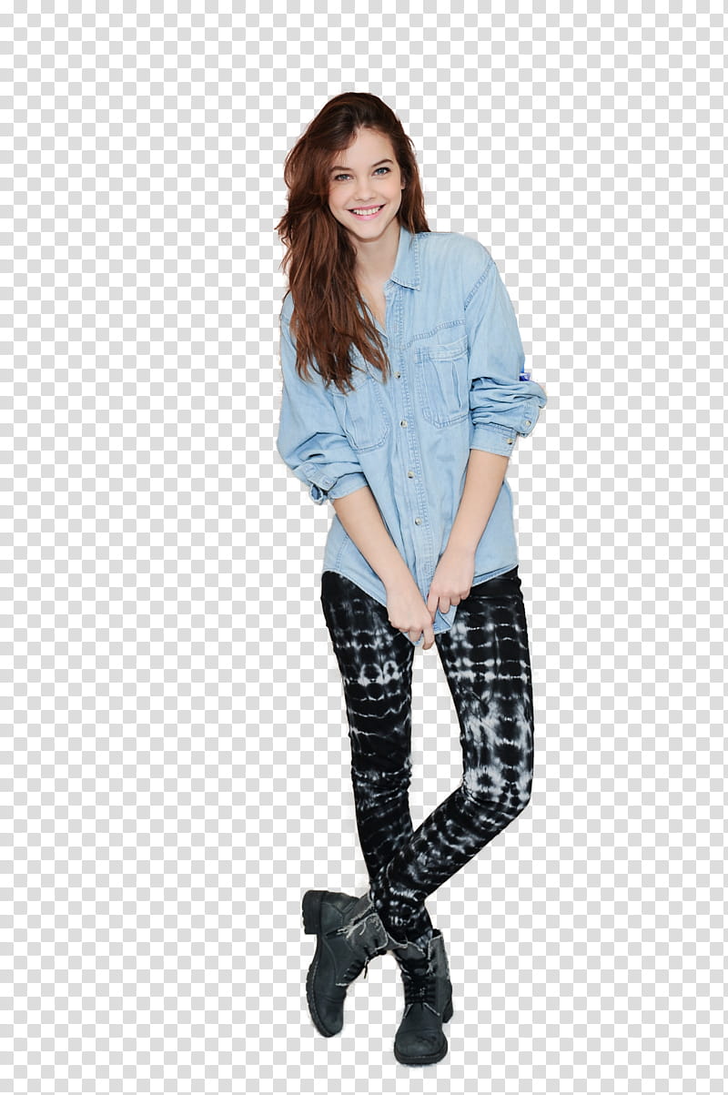 Barbara Palvin , woman in blue top standing transparent background PNG clipart