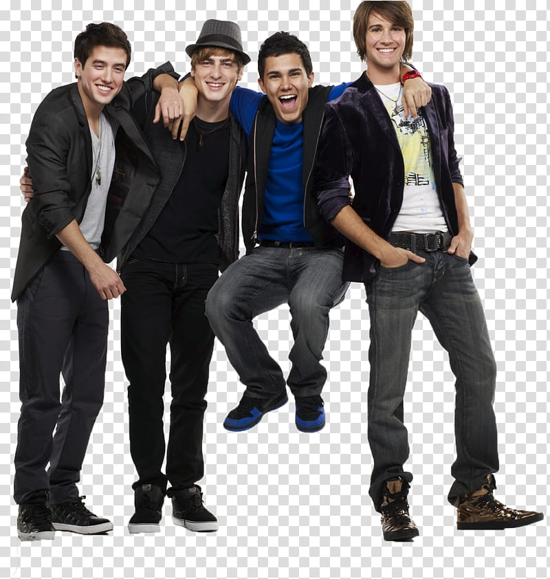 big time rush, four men wearing black pants transparent background PNG clipart