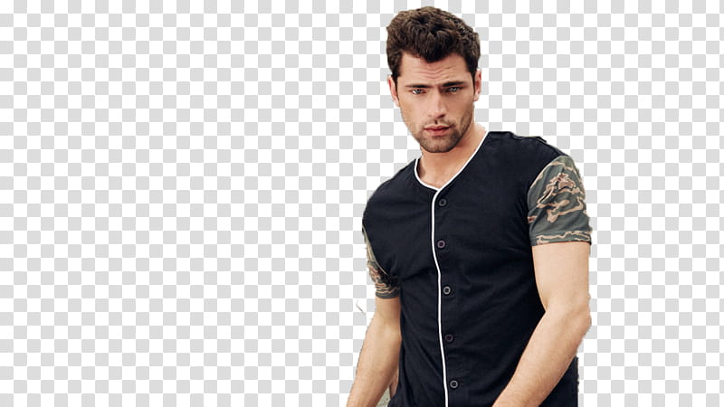 Sean O Pry , man wearing button-up t-shirt transparent background PNG clipart