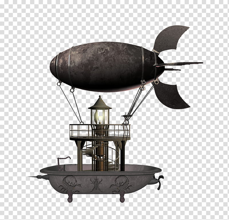 SteamPunk Flying Bathtub, D graphics of a balloon vehicle transparent background PNG clipart