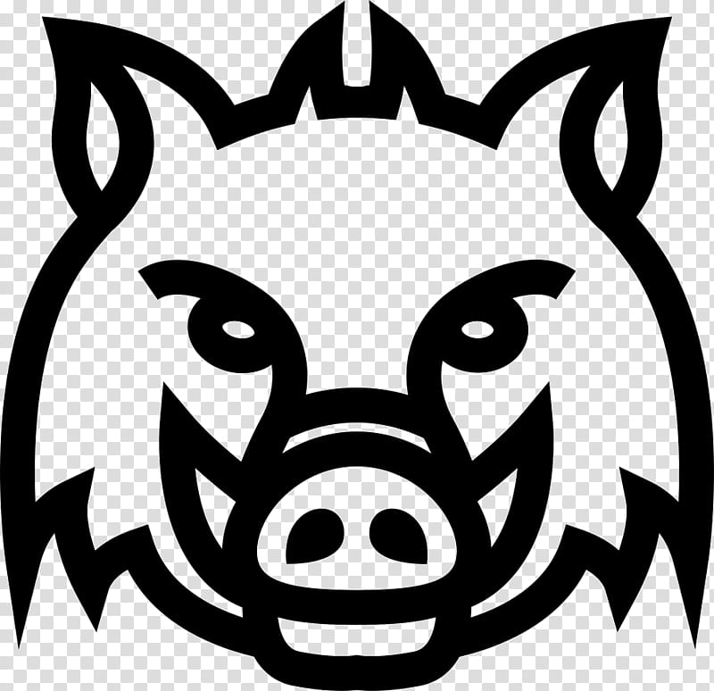 Pig, Wild Boar, Drawing, Boar Hunting, Head, Snout, Blackandwhite, Suidae transparent background PNG clipart