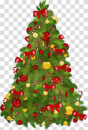 Christmas tree, Watercolor, Paint, Wet Ink, Christmas Decoration, Christmas Ornament, Oregon Pine, Colorado Spruce transparent background PNG clipart thumbnail
