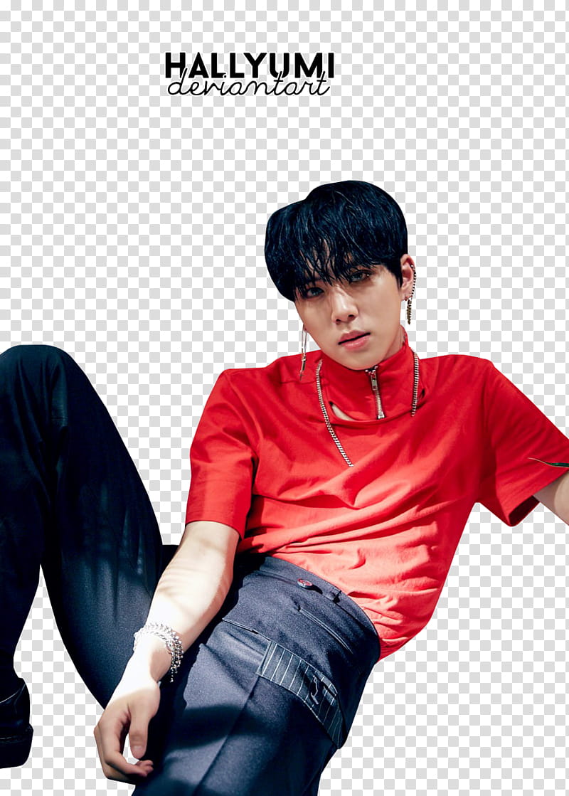 DongHan D DAY, man wearing red shirt and black pants transparent background PNG clipart