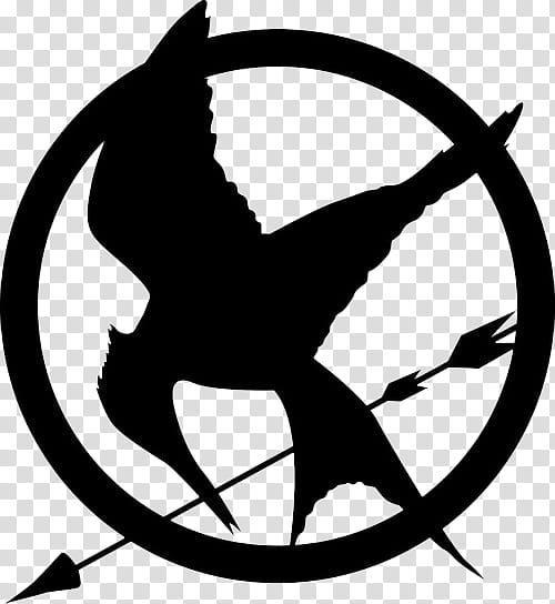 Mockingjay, black Hunger Games logo transparent background PNG clipart