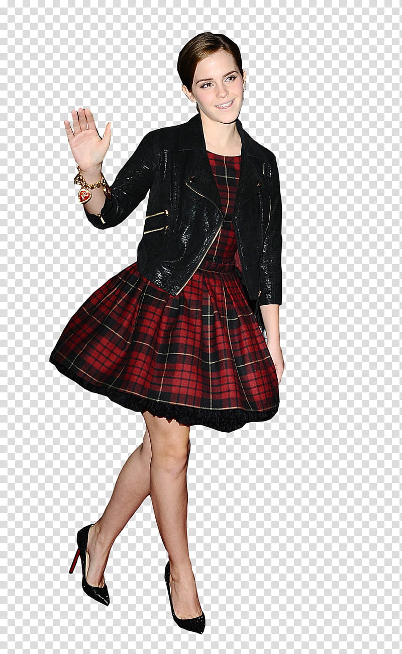 red frock with black jacket