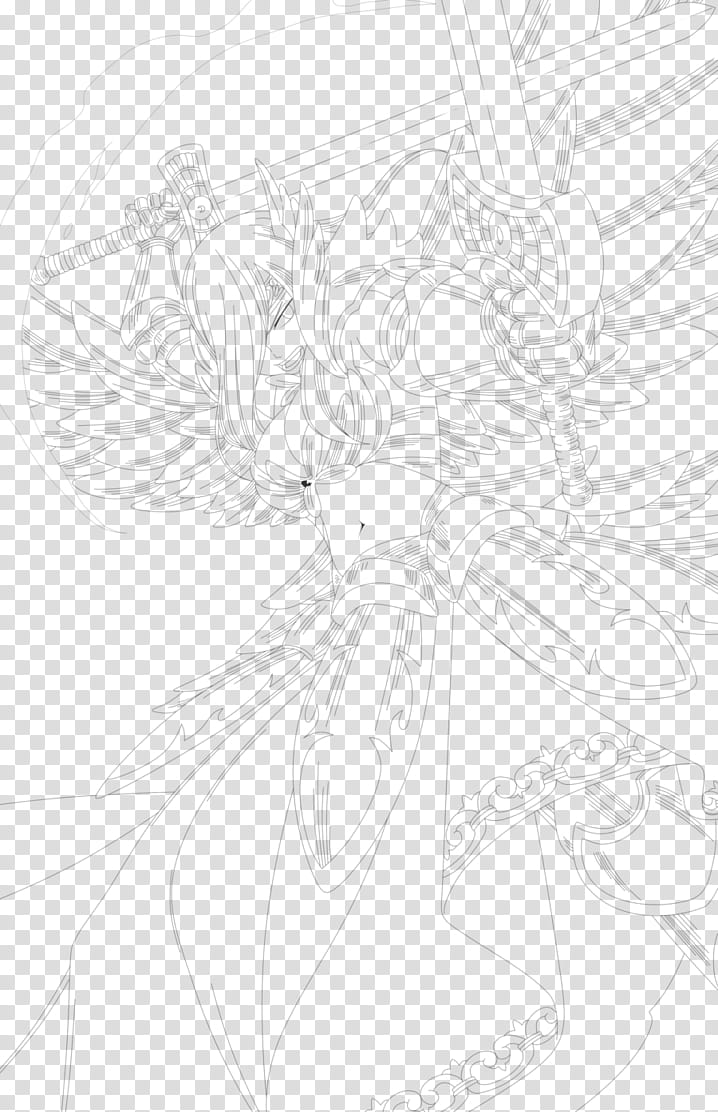 Erza Scarlet Lineart, Erza Scarlet of Fairy Tail transparent background PNG clipart
