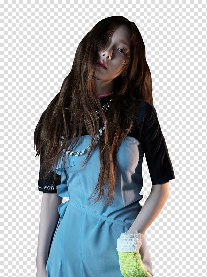 TAEYEON SNSD Something New, woman wearing black and blue dress transparent background PNG clipart