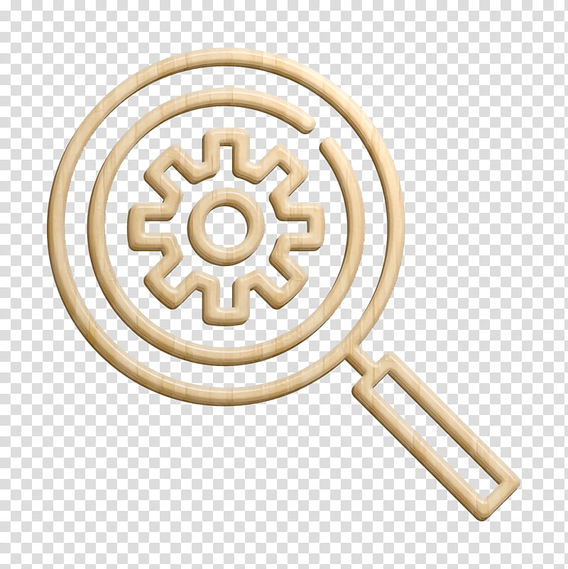 Search engine icon SEO and online marketing Elements icon Gear icon, Brass, Metal transparent background PNG clipart