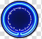 Vista Rainbar V English, round blue neon light analog clock transparent background PNG clipart