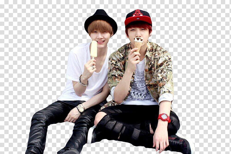 Kookga BTS, two men eating ice creams transparent background PNG clipart