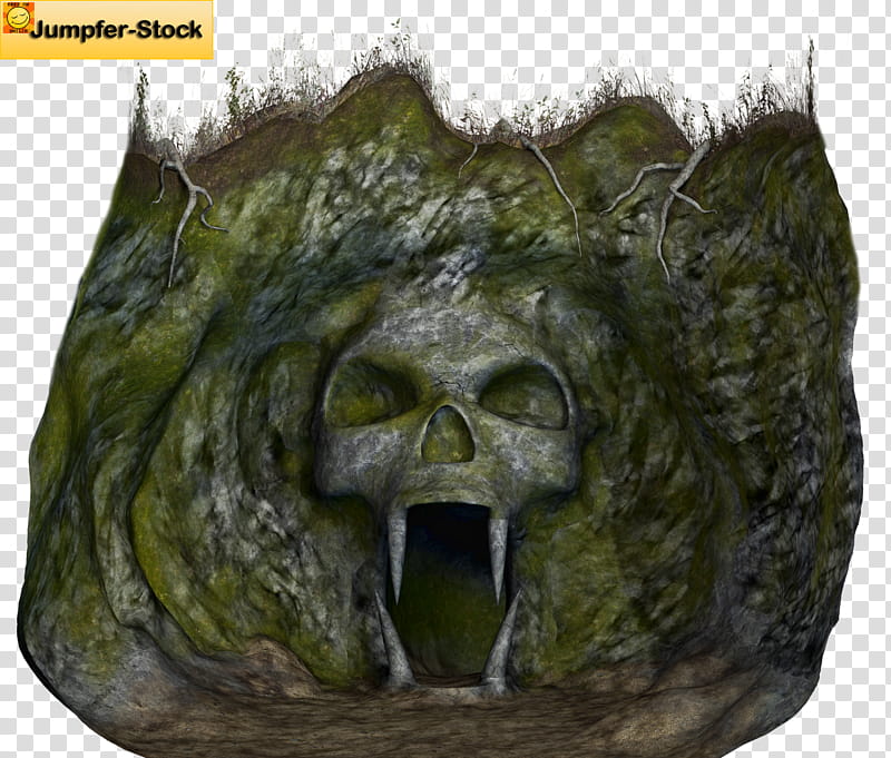 Rocks , green and brown skull illustration transparent background PNG clipart