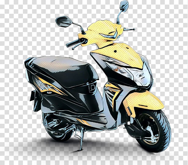 motor vehicle vehicle scooter motorcycle yellow, Pop Art, Retro, Vintage, Mode Of Transport, Car, Automotive Design, Moped transparent background PNG clipart