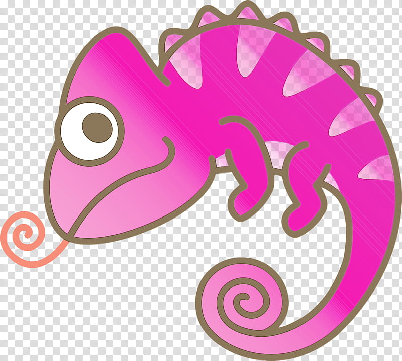 pink seahorse fish sticker chameleon, Cute Chameleon, Cartoon Chameleon, Watercolor, Paint, Wet Ink, Magenta transparent background PNG clipart