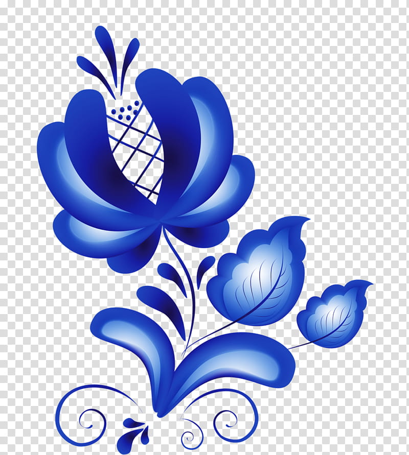 Flower Ornament, Gzhel Selo Moscow Oblast, Painting, Zhostovo Painting, Khokhloma, Folk Art, Drawing, Blue transparent background PNG clipart