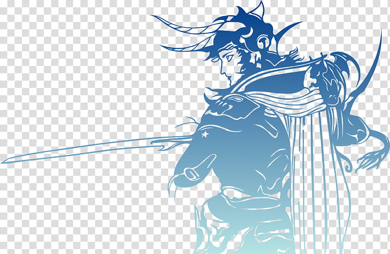Original Final Fantasy I logo, character holding sword art transparent background PNG clipart