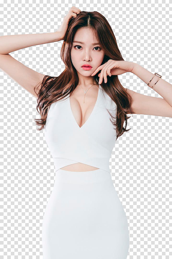 PARK JUNG YOON, woman holding her head and chin transparent background PNG clipart