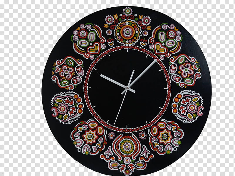 Clocks ColdLove, round black and multicolored analog wall clock transparent background PNG clipart