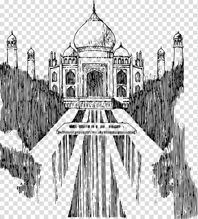 Taj Mahal Drawing, Monument, Black Taj Mahal, Architecture, Line Art, Landmark, Classical Architecture, Medieval Architecture transparent background PNG clipart