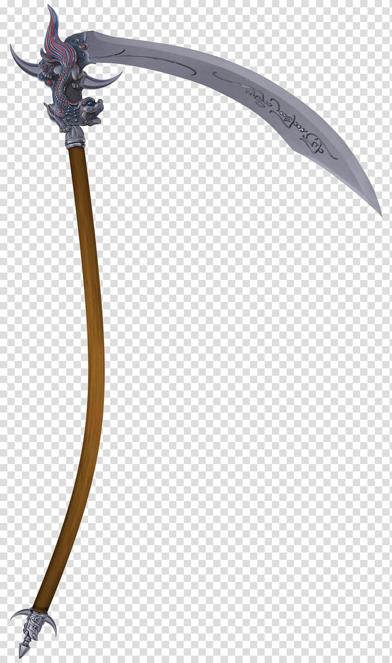 Funerium Weapon Dragon Scythe, gray scythe transparent background PNG clipart