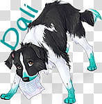 Homework? Base, black and white dog biting paper anime art transparent background PNG clipart